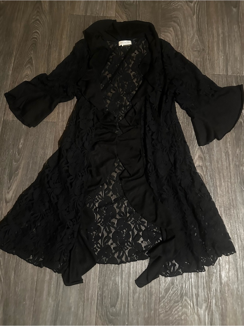 Black Lace Open-Front Women’s Cardigan